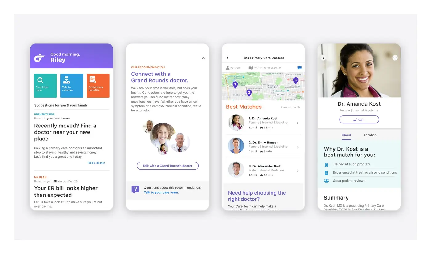 Mobile prototype screens tested in usability sessions