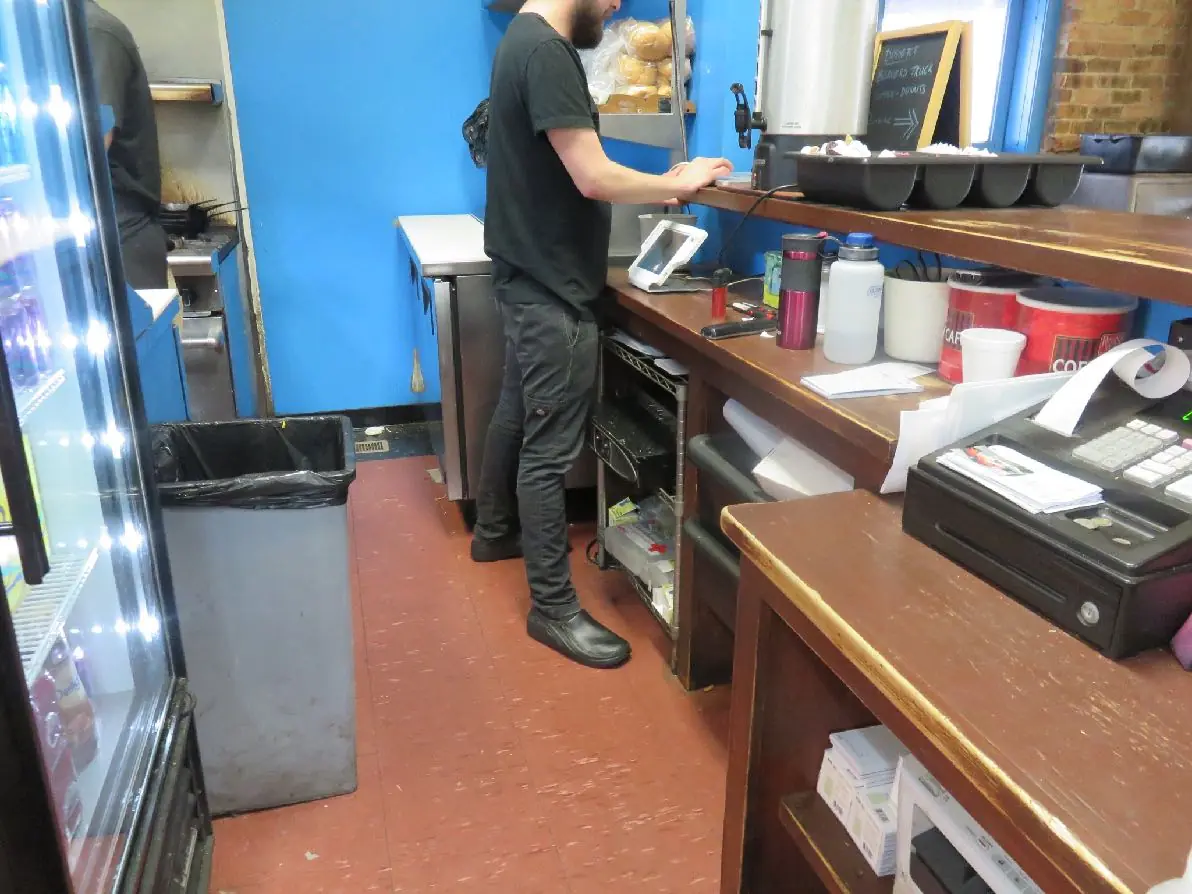 Field research at a restaurant: a staff member at the counter